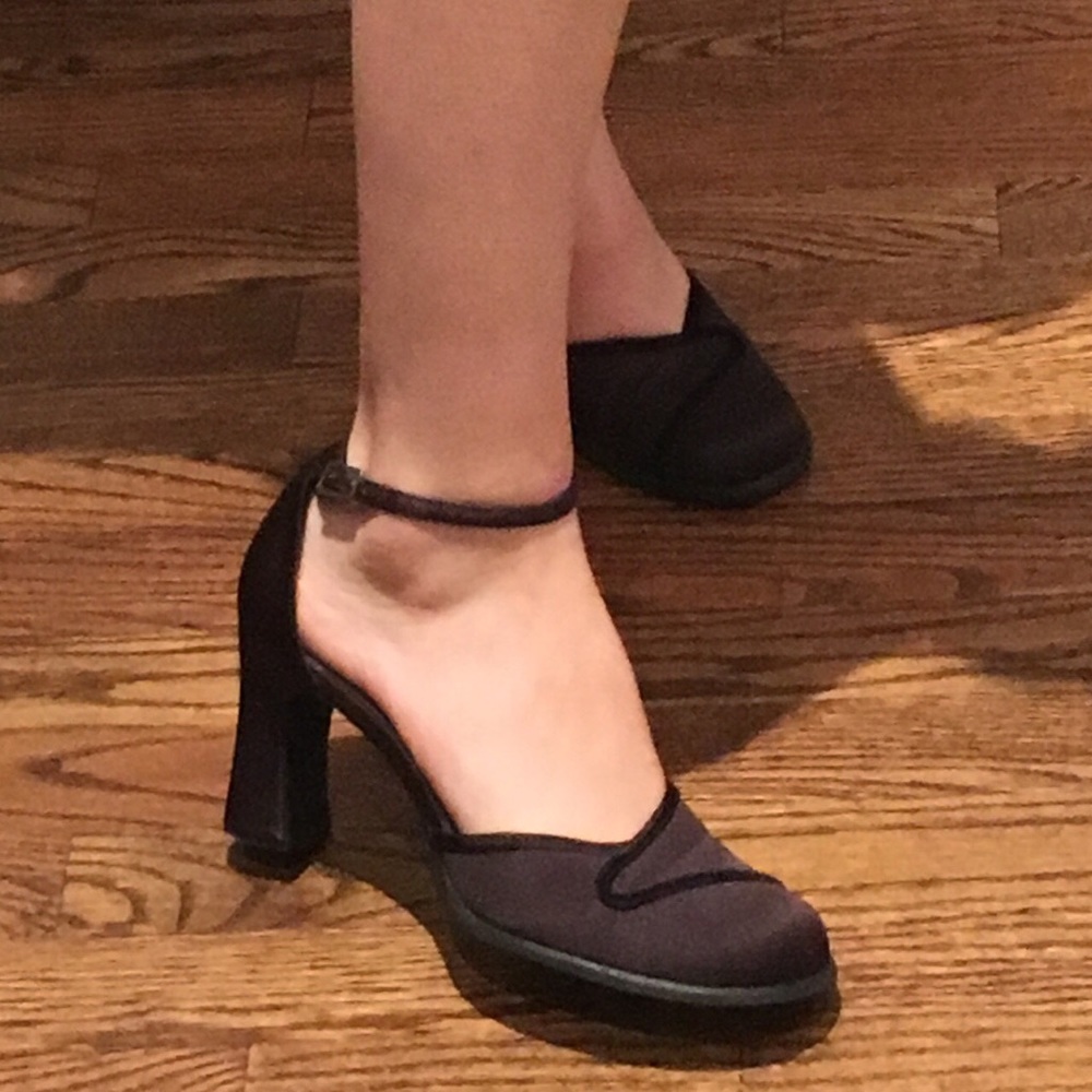 Purple satin heels